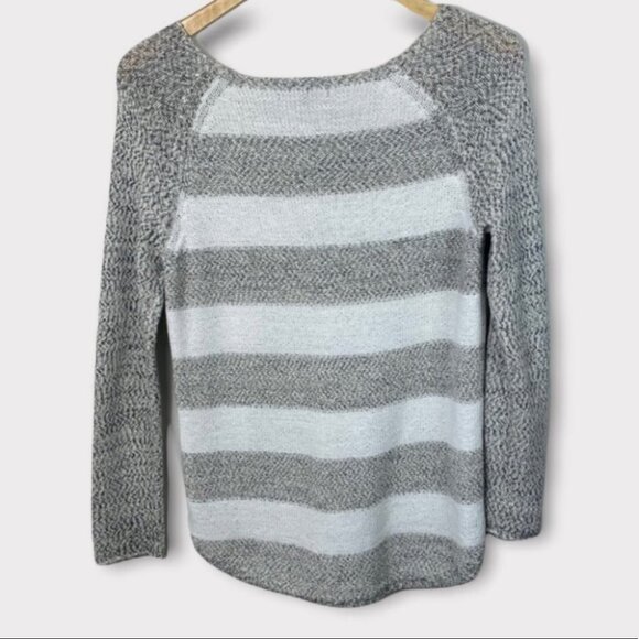 Revolve Sanctuary Grey White Stripe Baseball Top Long Sleeve Sweater Size XS - Picture 3 of 10